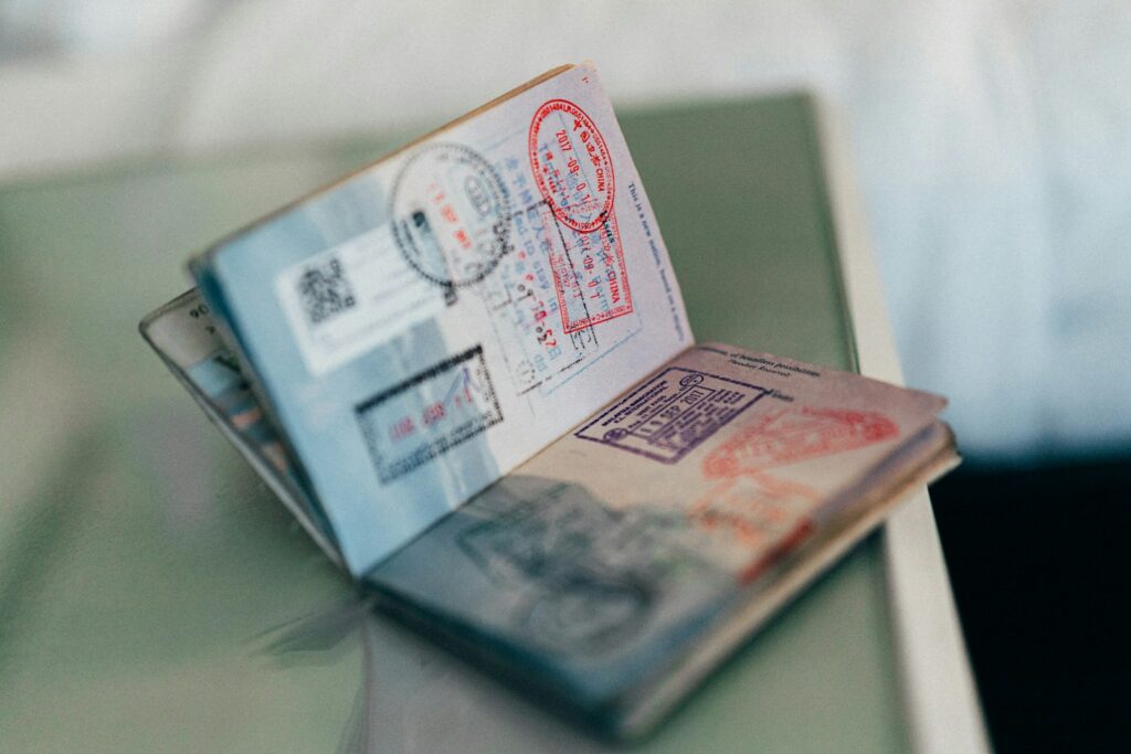example of a visa stamp in a passport